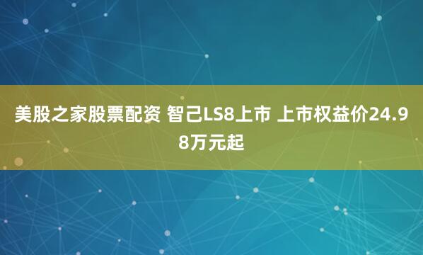 美股之家股票配资 智己LS8上市 上市权益价24.98万元起